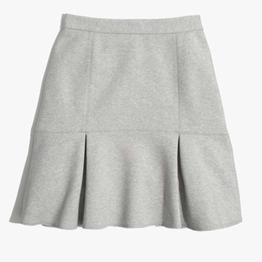 MADEWELL LIGHT GRAY JERSEY BONDED RUFFLE SKIRT